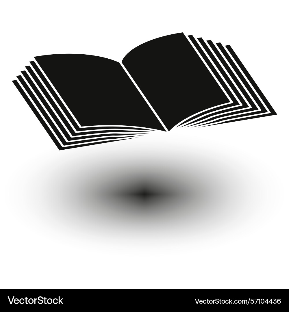 Open book symbol floating shadow shape reading Vector Image