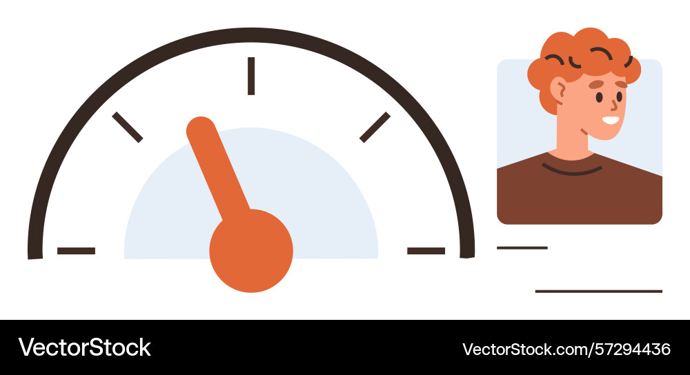 Performance assessment meter and smiling user Performance assessment meter and smiling user vector image