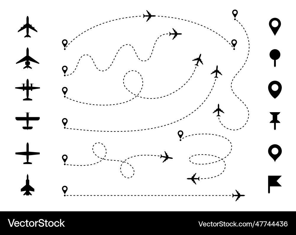 Plane Route with Destination Pin Vector Image