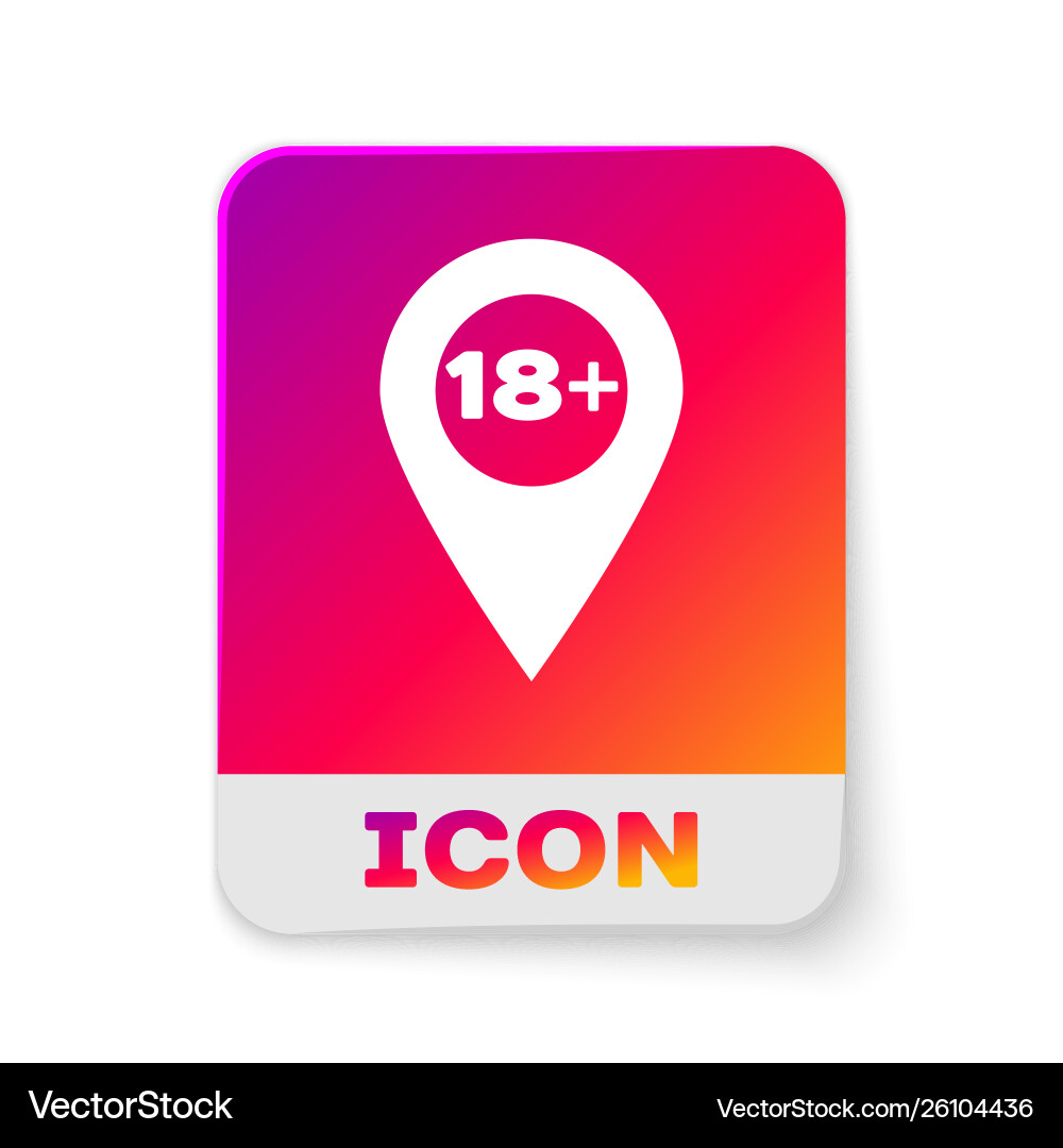 White map pointer with 18 plus icon isolated White map pointer with 18 plus icon isolated vector image