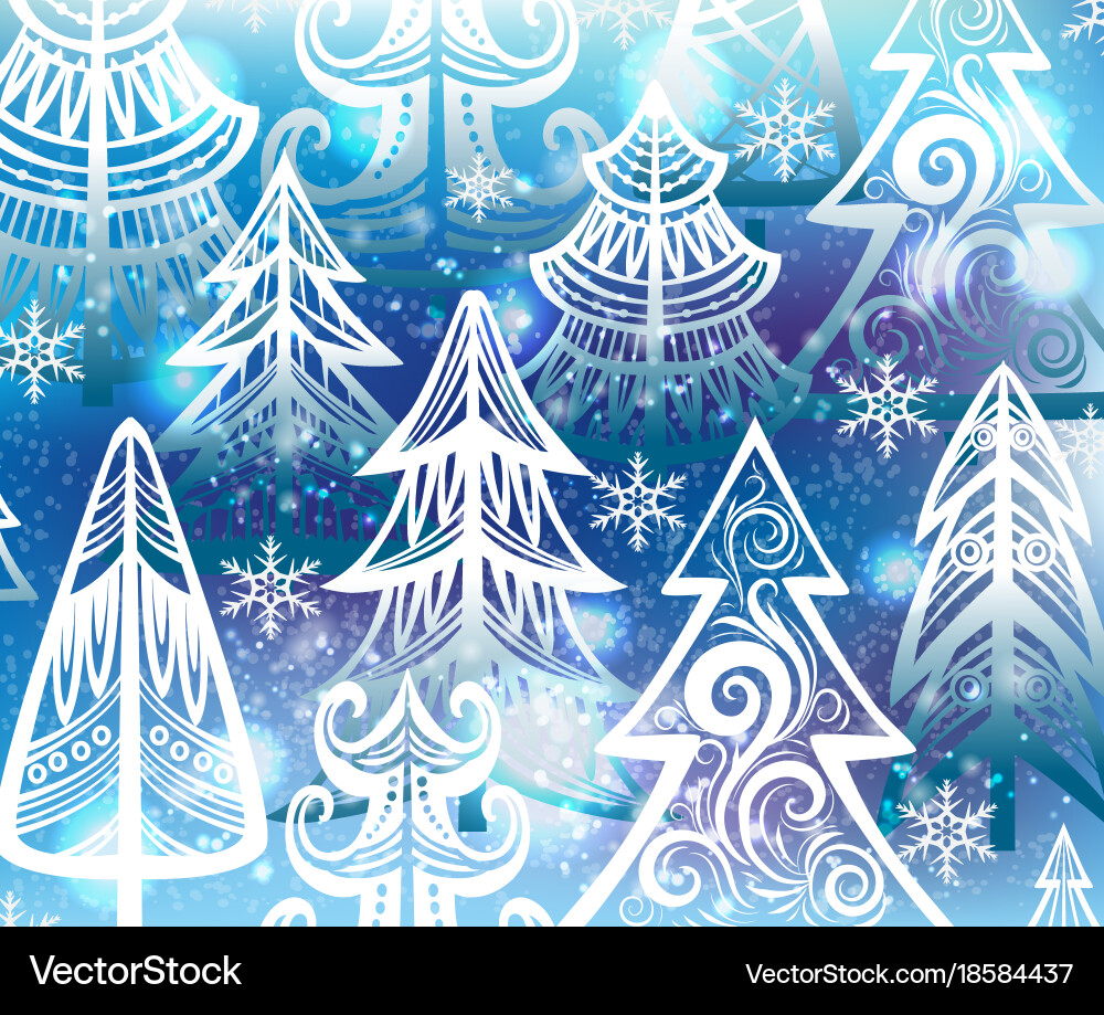 Background with winter trees Royalty Free Vector Image