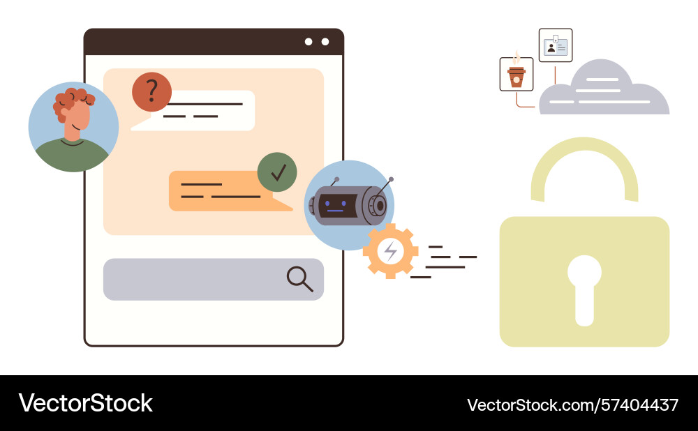 Cybersecurity concept with chat interaction ai Cybersecurity concept with chat interaction ai vector image