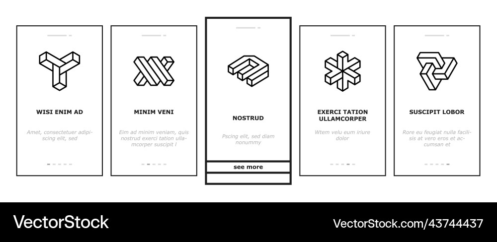 Impossible geometric shape onboarding icons set Impossible geometric shape onboarding icons set vector image