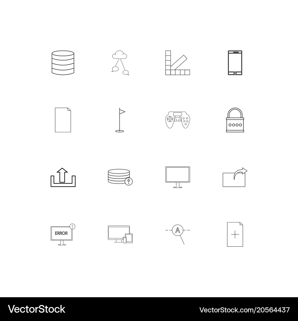 Internet technologies simple linear icons set vector image