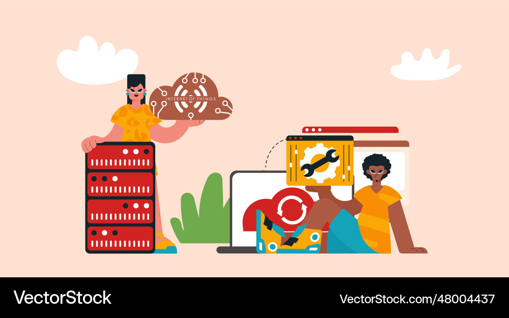 Representation of the iot modify and back bunch vector image
