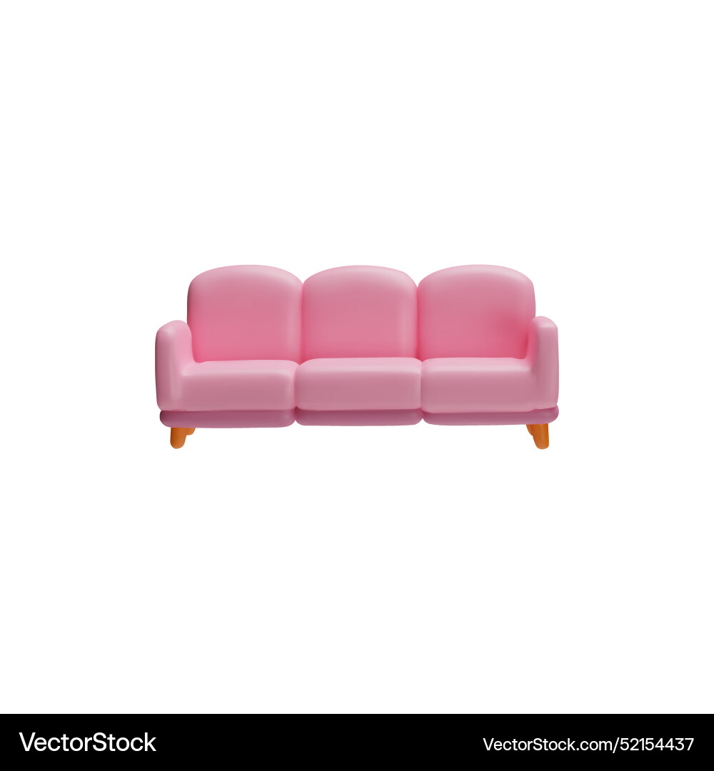 Rosa Sofa mit hölzernen Beinen 3d Kunststoff Stil Rosa Sofa mit hölzernen Beinen 3d Kunststoff Stil Vektorbild