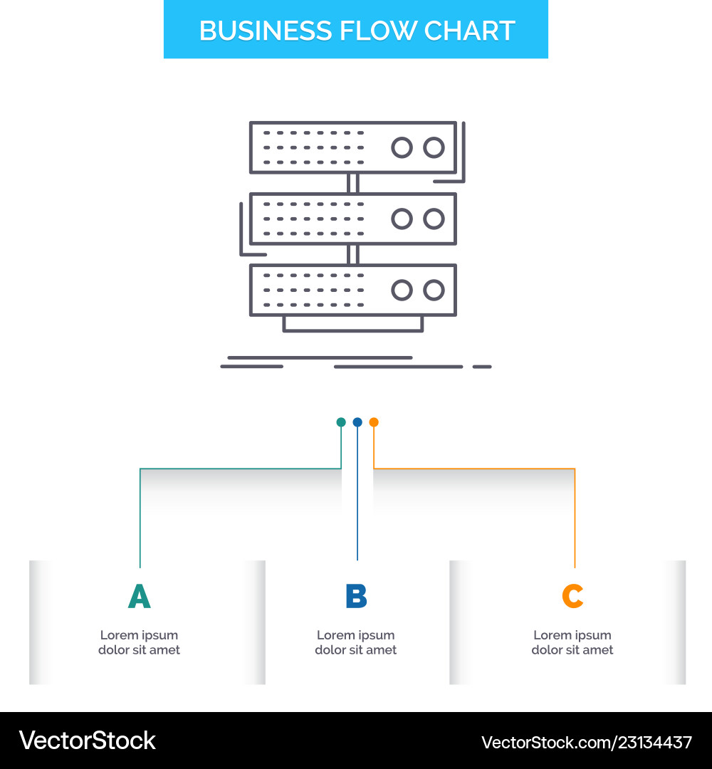 Server storage rack database data business flow Server storage rack database data business flow vector image