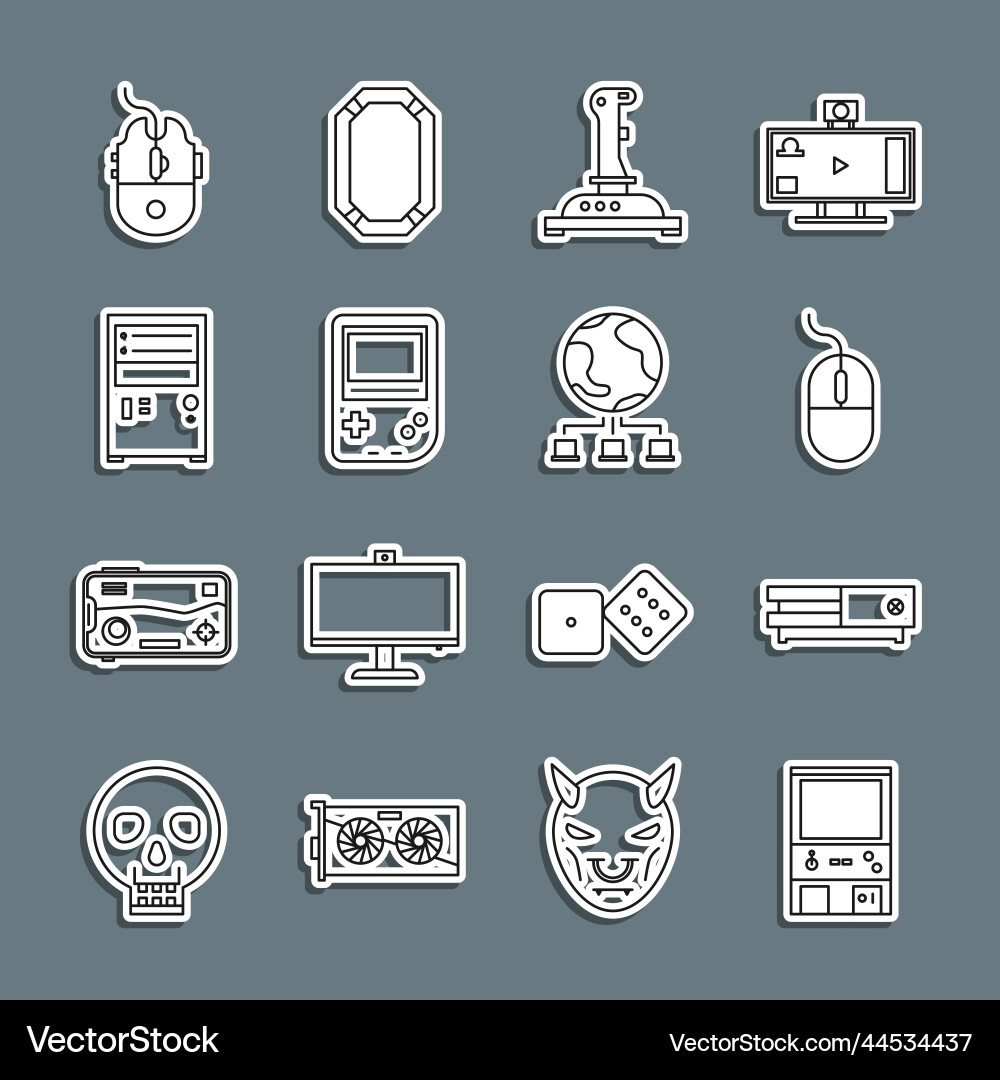 Set line retro arcade game machine video console Vector Image