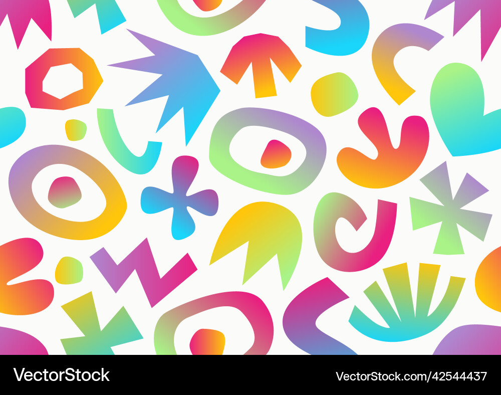 Various modern shapes and doodle objects gradient Various modern shapes and doodle objects gradient vector image