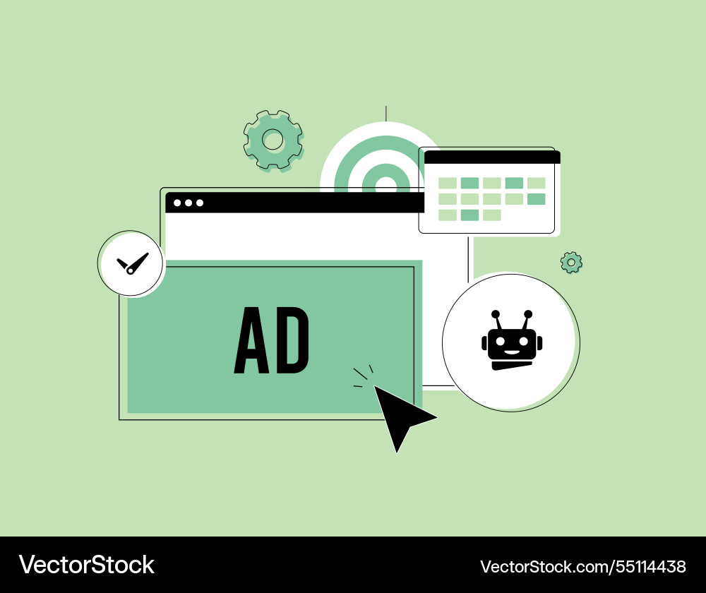 Ai ad scheduling featuring ai-powered vector image