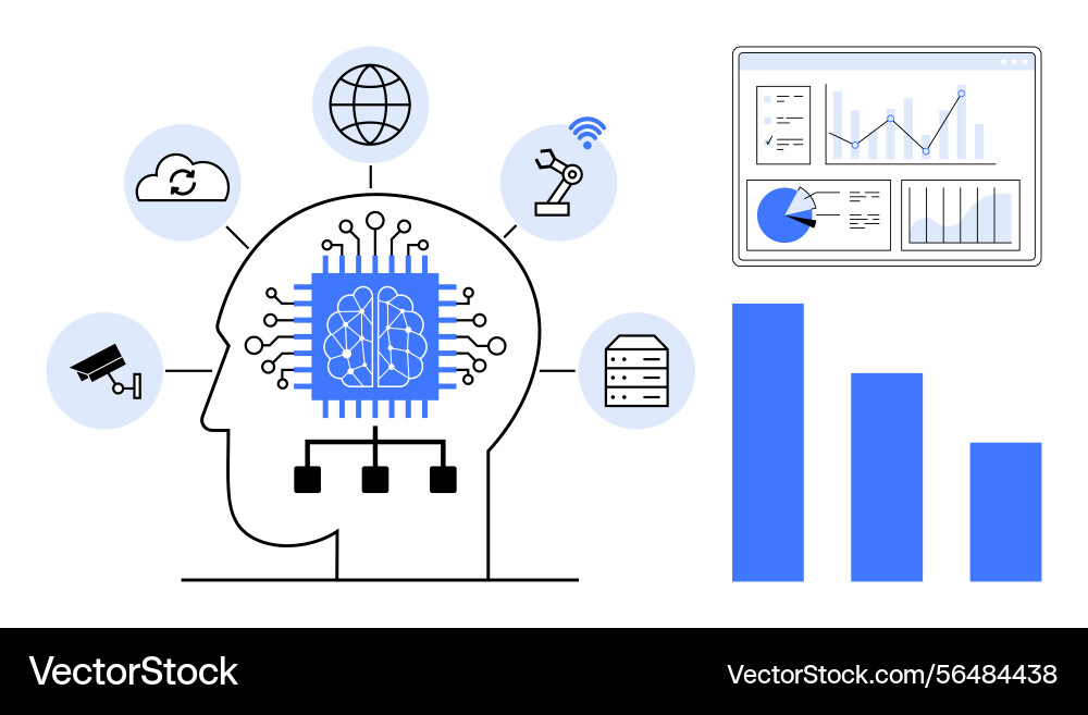 Artificial intelligence integrating technology Artificial intelligence integrating technology Vector Image