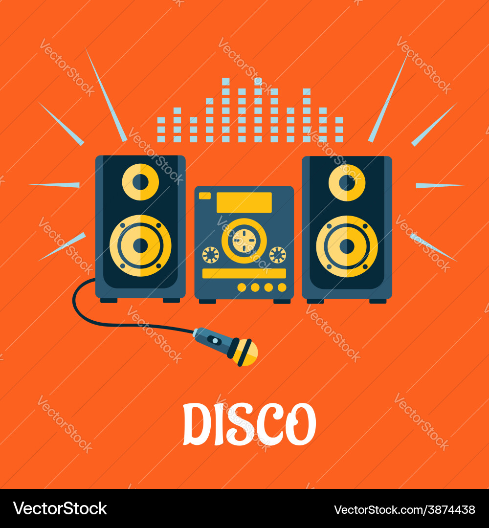 Audio system with microphone in flat style vector image