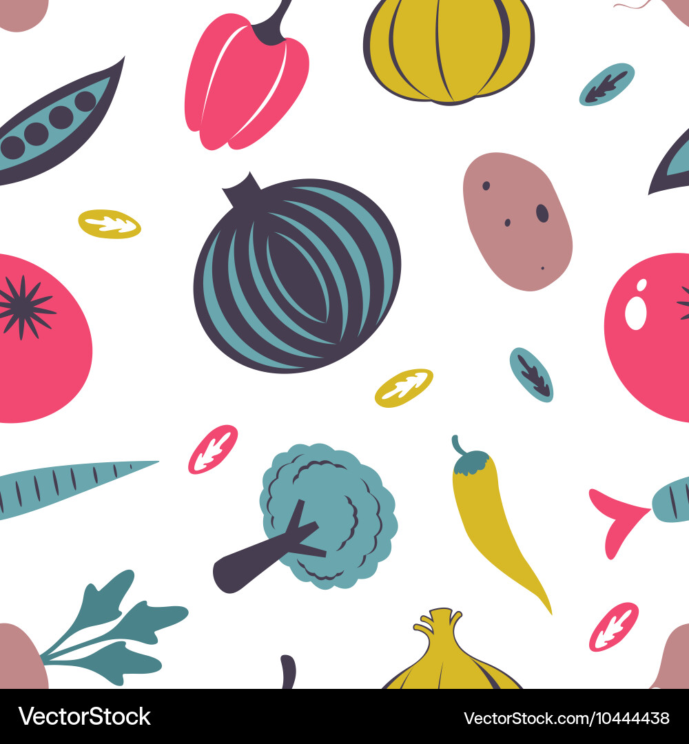 Colorful fresh fruit and vegetables seamless Vector Image