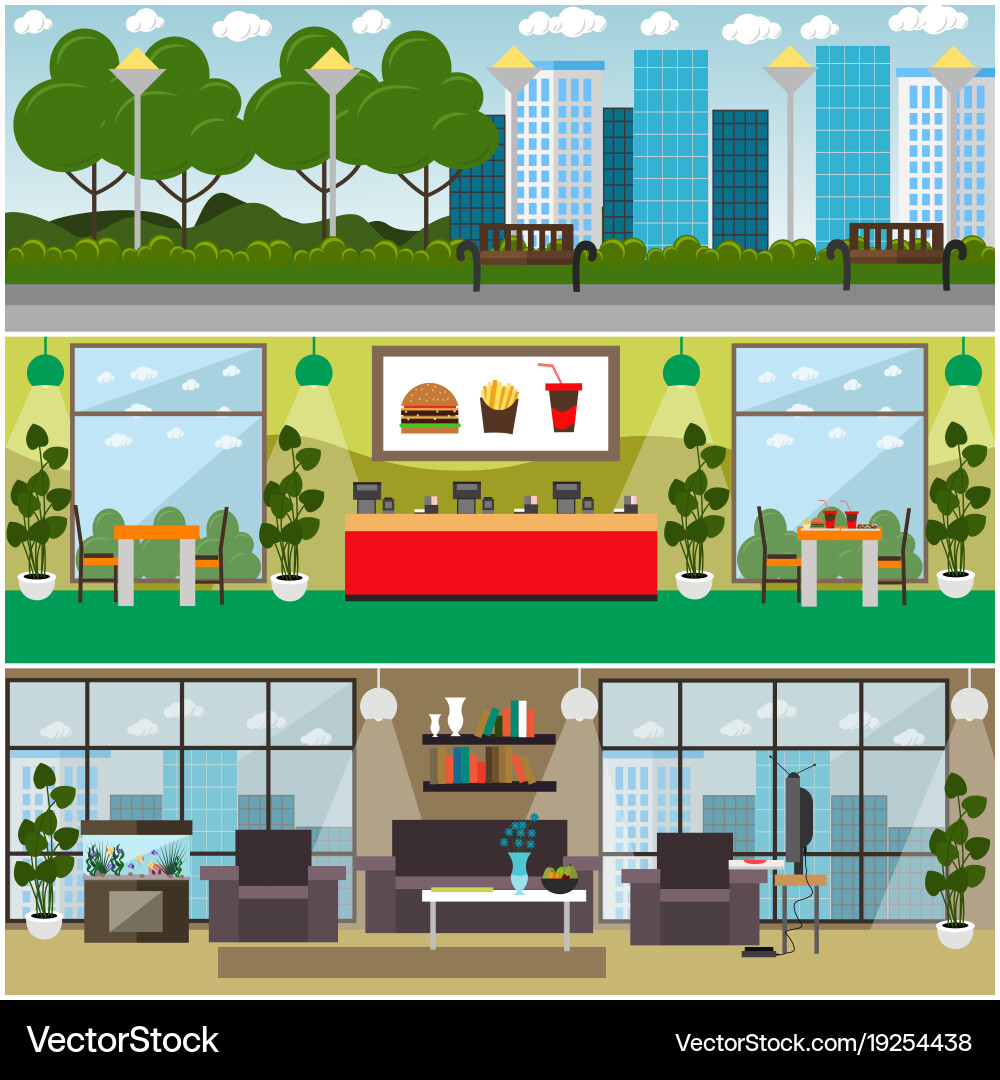 Fast Food Restaurant Interior Vector Image