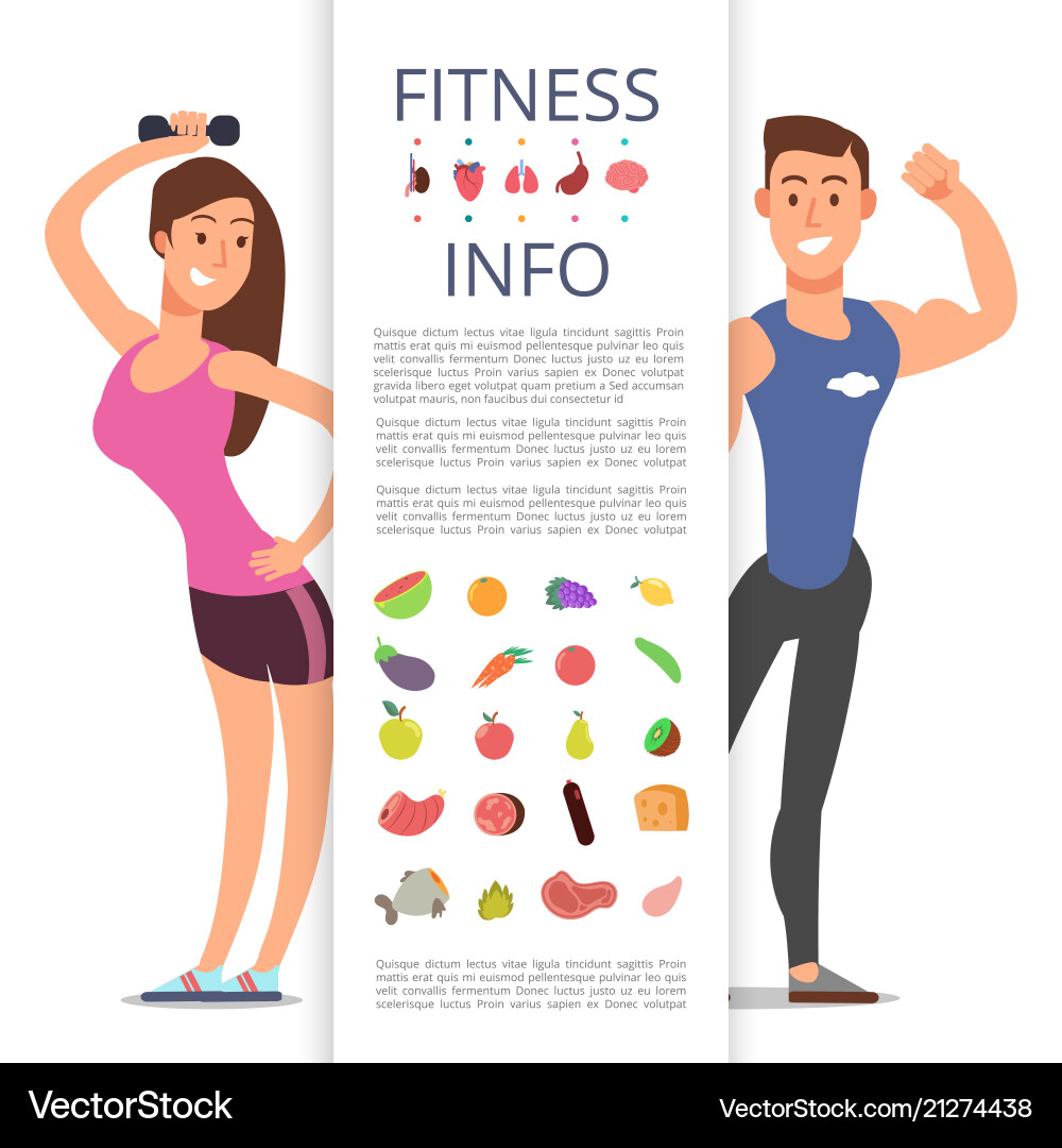 Fitness banner flyer template sports cartoon Fitness banner flyer template sports cartoon vector image