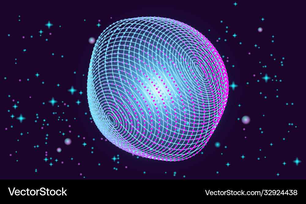 Futuristic background with flying object and stars Vector Image