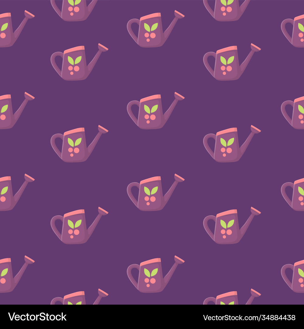 Garden watering can pattern with image Garden watering can pattern with image Vector Image