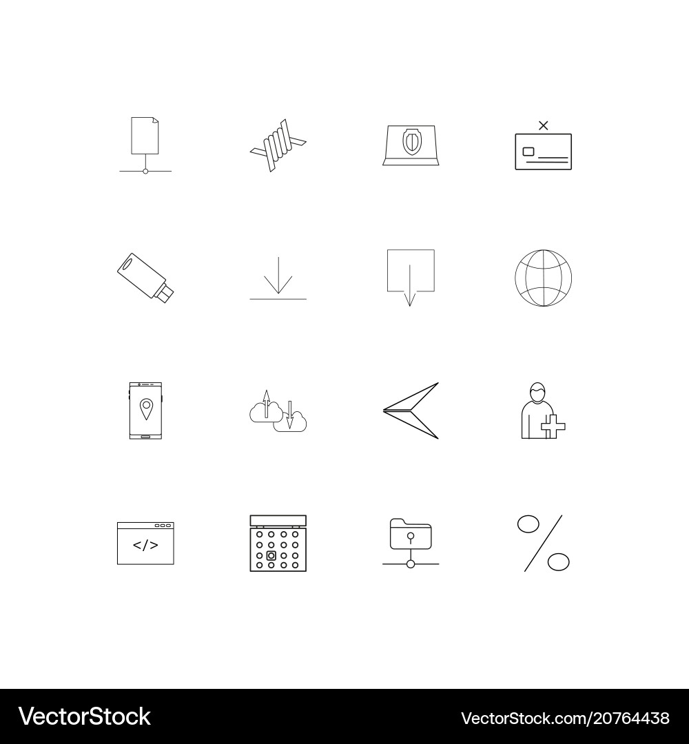 Internet technologies linear thin icons set vector image