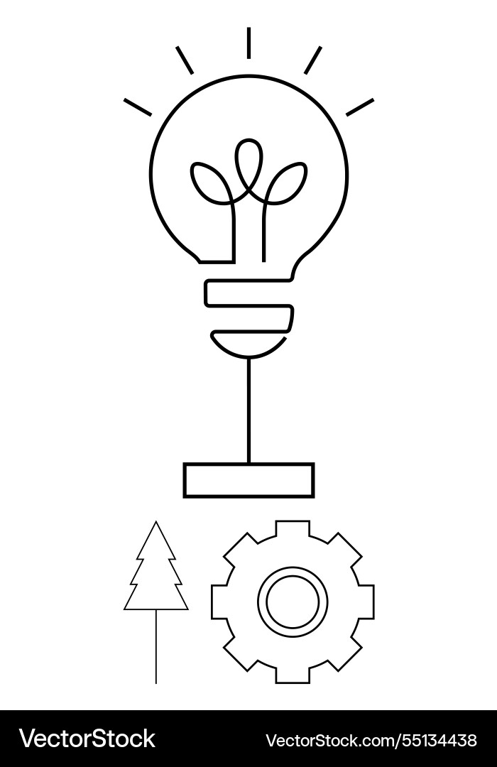 Lightbulb with gear and tree representing Lightbulb with gear and tree representing Vector Image