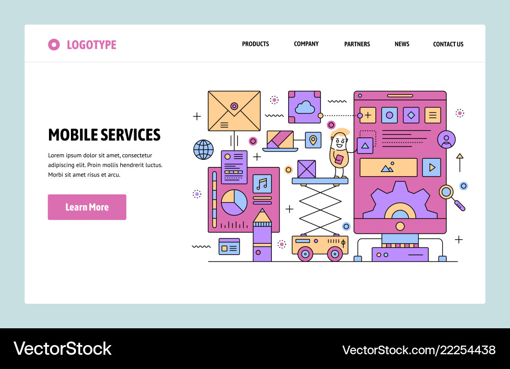 Linear Website Template - Mobile App vector image
