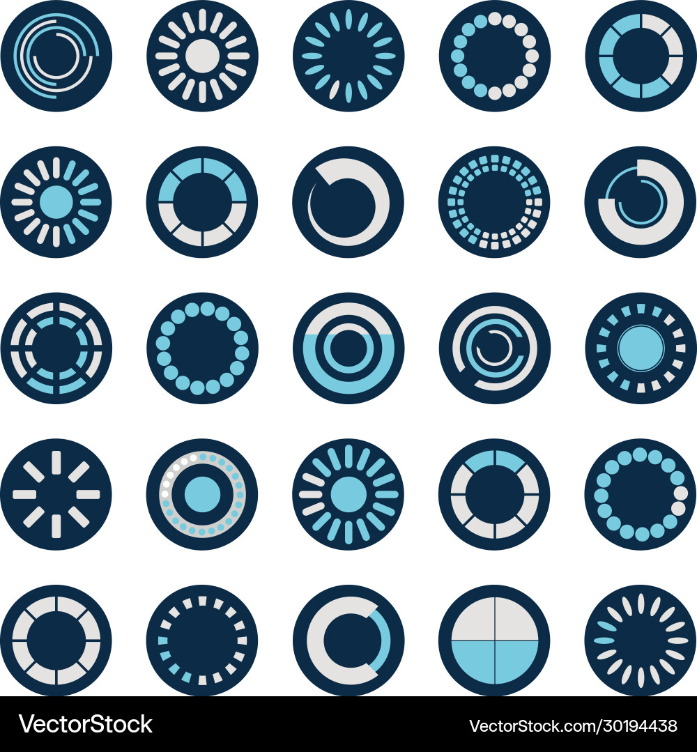Loading circles block style icon set design vector image