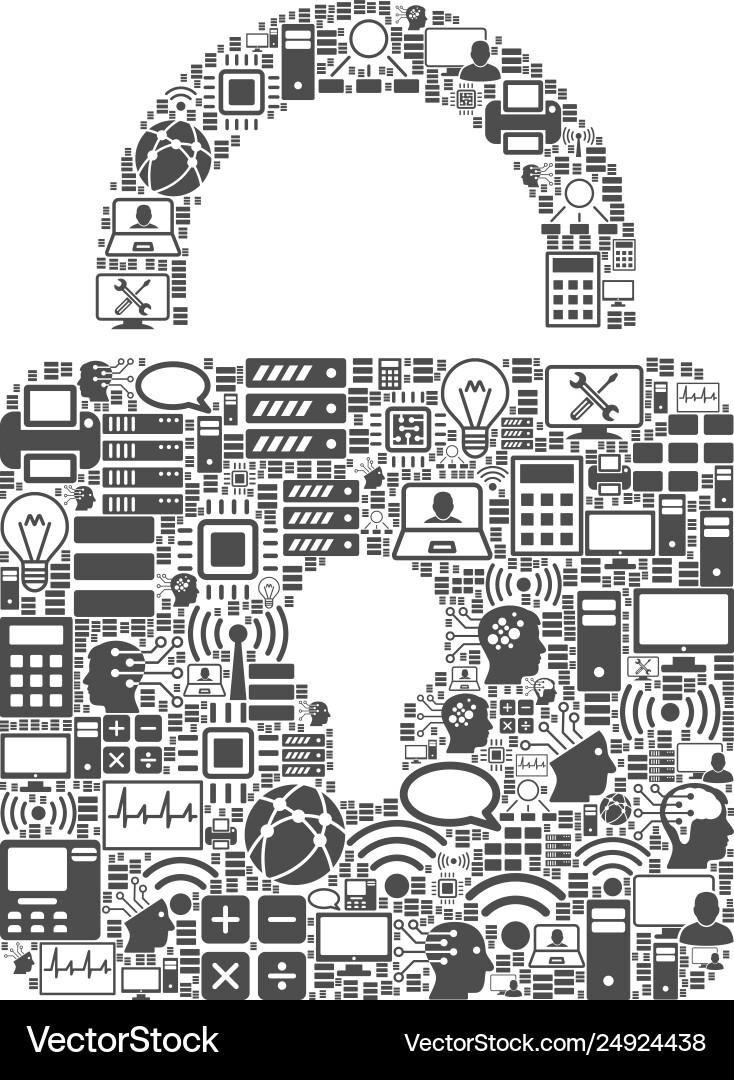Lock collage icon for bigdata and computing Lock collage icon for bigdata and computing vector image