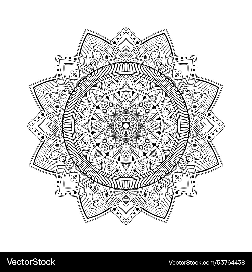 Mandala coloring page with geometric patterns Mandala coloring page with geometric patterns vector image