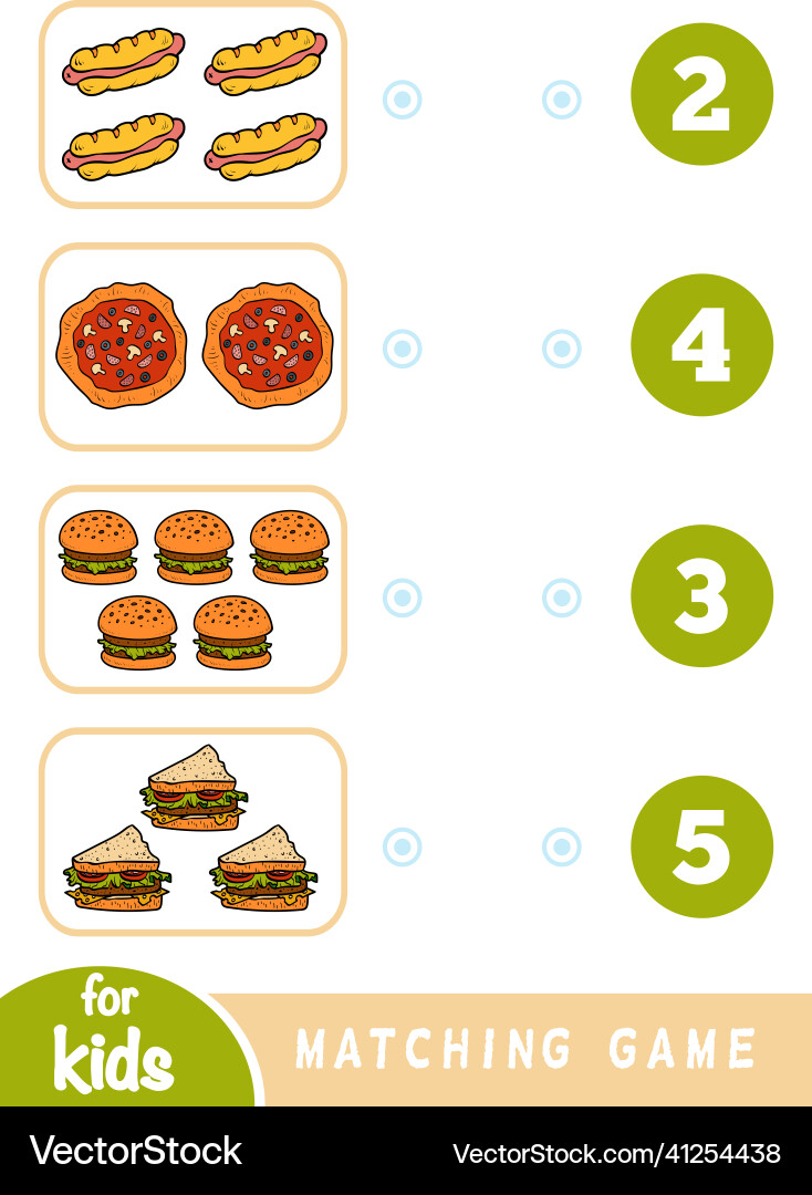 Matching education game count how many items Matching education game count how many items vector image