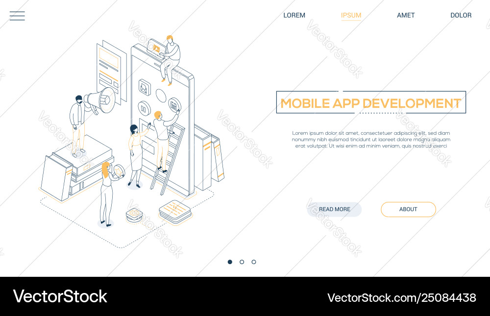 Mobile app development - line design style Mobile app development - line design style vector image