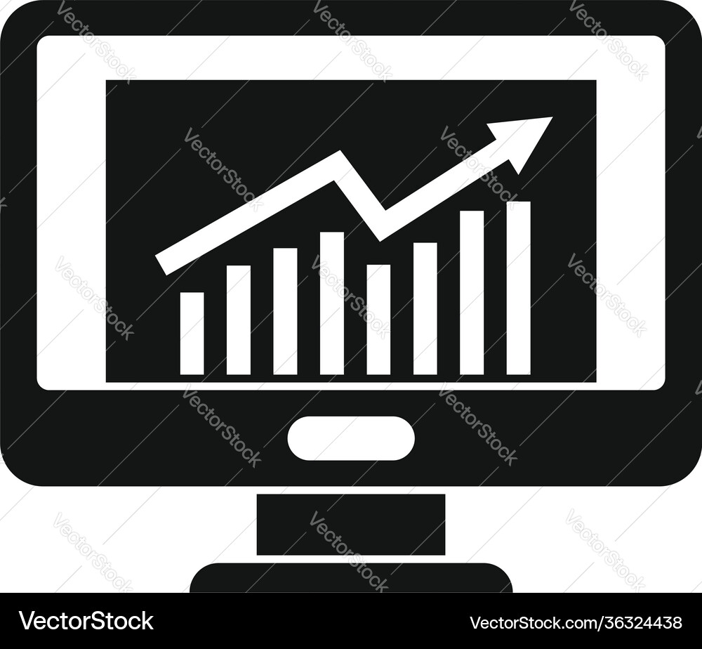 Office manager monitor graph icon simple style Office manager monitor graph icon simple style Vector Image