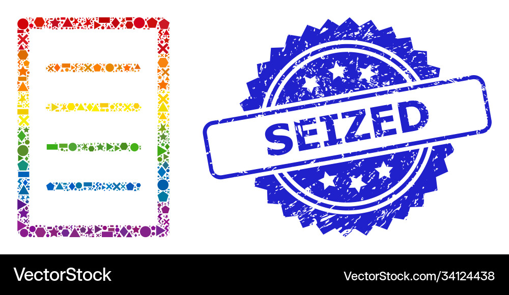 Scratched seized seal and spectrum geometric text Scratched seized seal and spectrum geometric text vector image