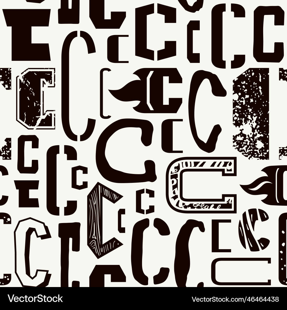 Seamless pattern with letters c in typographic Seamless pattern with letters c in typographic vector image