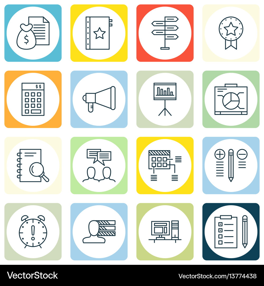Set of 16 project management icons includes Set of 16 project management icons includes vector image