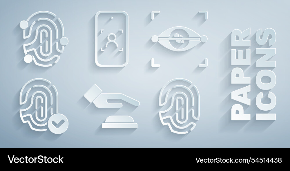Set palm print recognition eye scan fingerprint Set palm print recognition eye scan fingerprint vector image