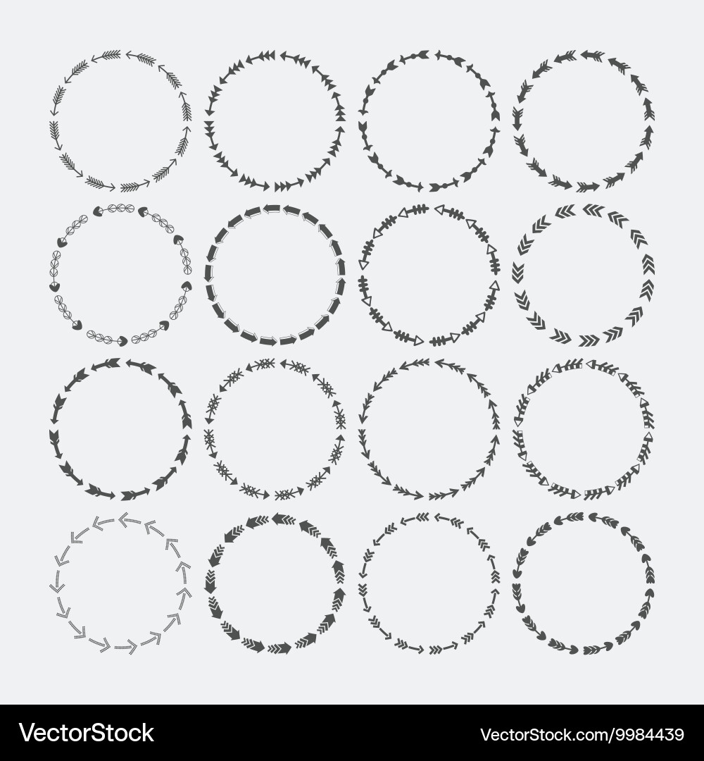Arrow Circle Border Set - Tribal Aztec vector image