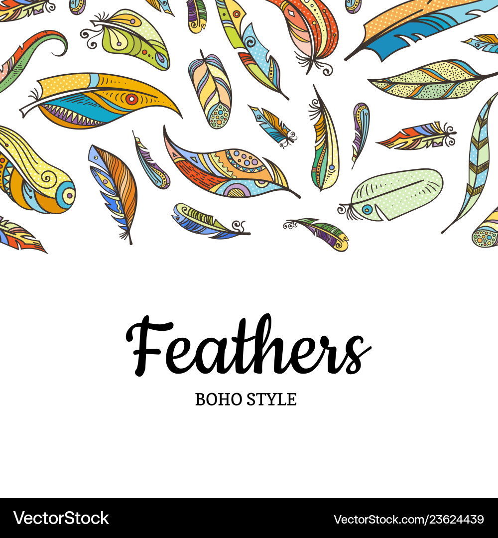 Boho Feather Pattern Background vector image