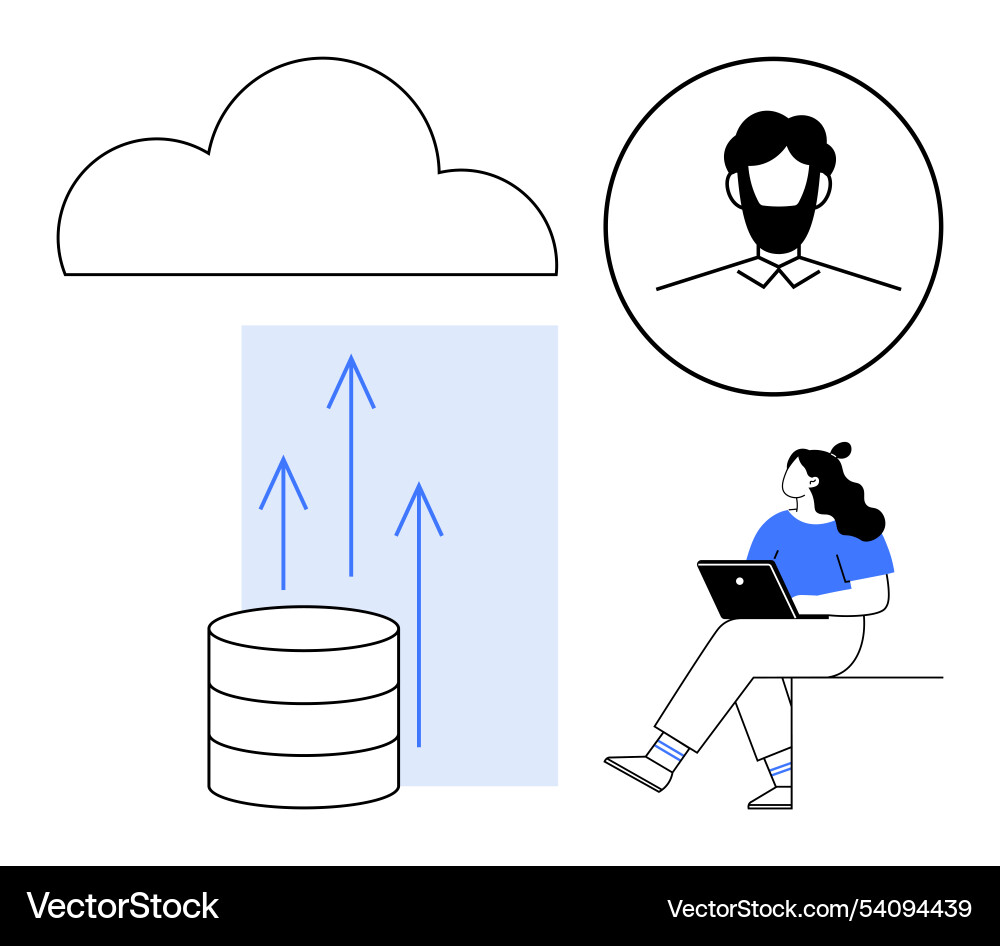 Cloud computing concept with data storage user Cloud computing concept with data storage user vector image