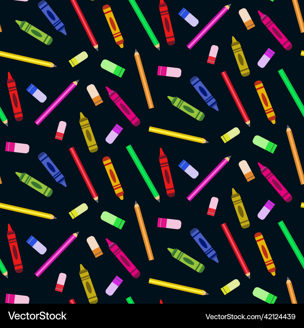 Colorful crayon and pencil seamless pattern Colorful crayon and pencil seamless pattern vector image