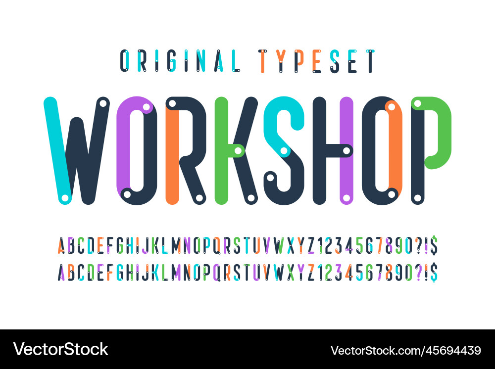 Condensed colorful alphabet design original style Condensed colorful alphabet design original style vector image