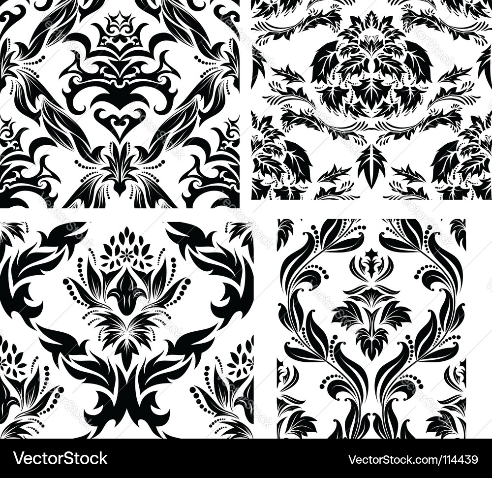 Damask patterns set vector image