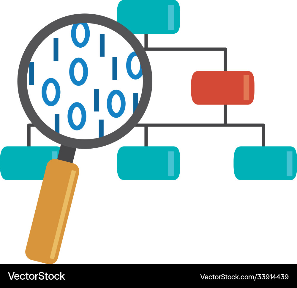 Data analysis organization chart magnifier Vector Image