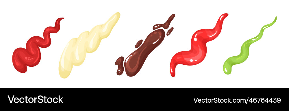 Different sauce splashes squeezed from bottles Different sauce splashes squeezed from bottles vector image