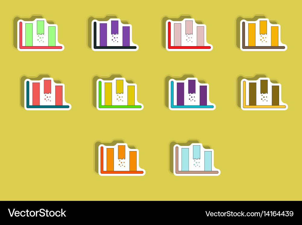 Flat icons set of column chart concept in paper vector image