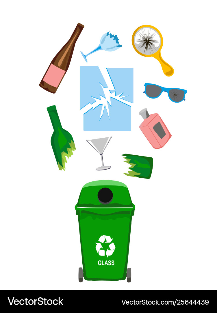 Garbage can with glass elements Vector Image