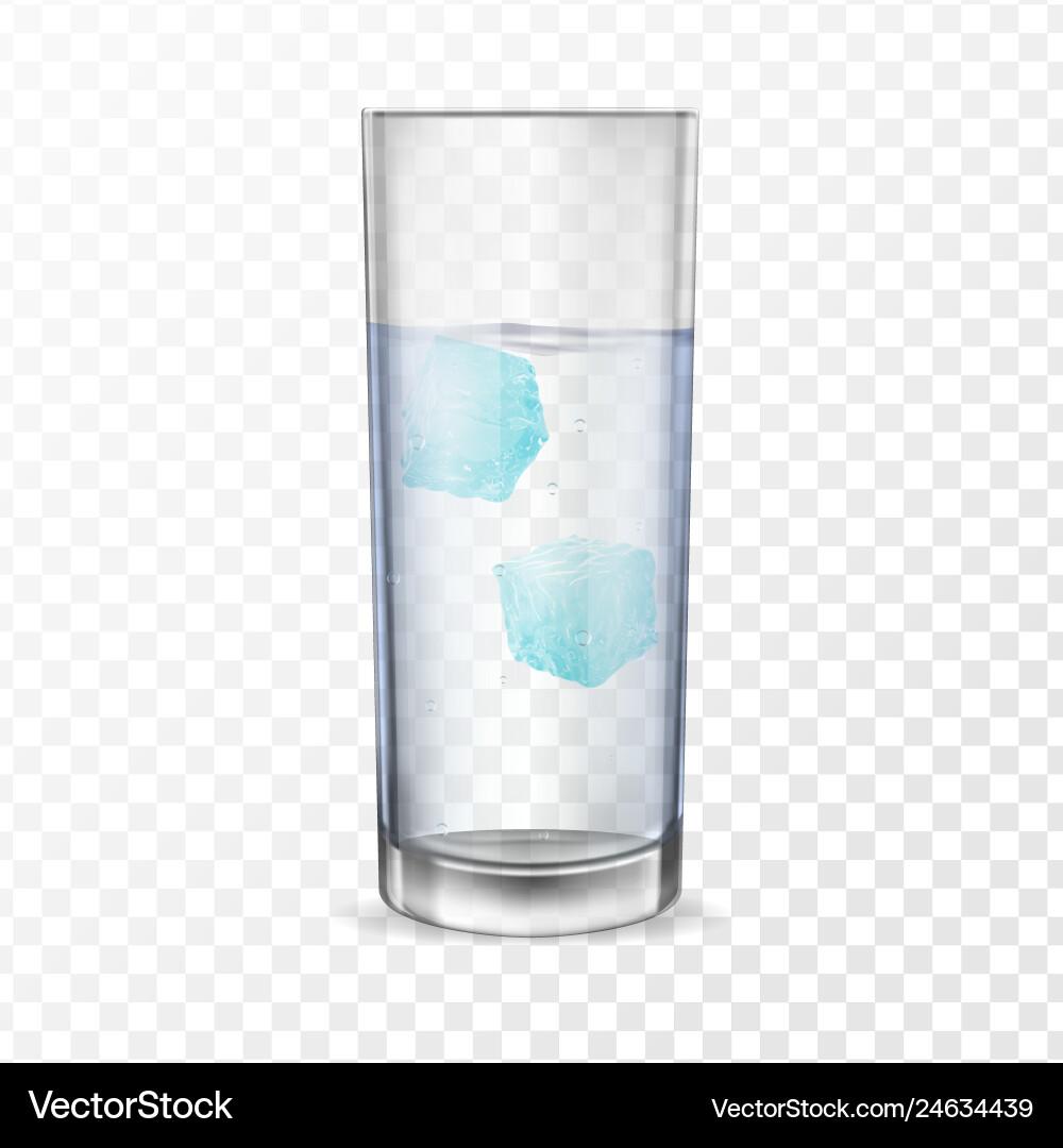 Glas mit Alkohol oder Wasser und zwei Eiswürfeln Glas mit Alkohol oder Wasser und zwei Eiswürfeln vektorbild