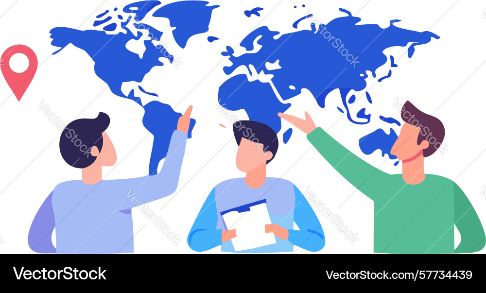 Global communication and teamwork with world map vector image