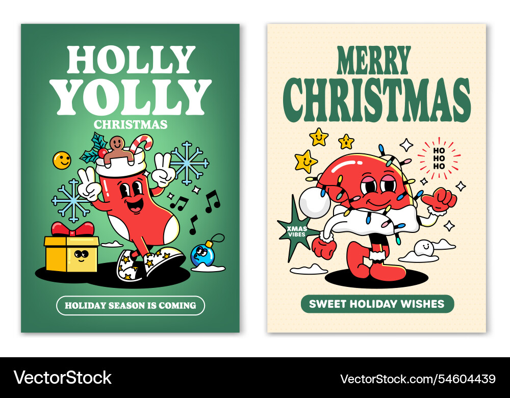 Groovy christmas poster design 5 Groovy christmas poster design 5 vector image