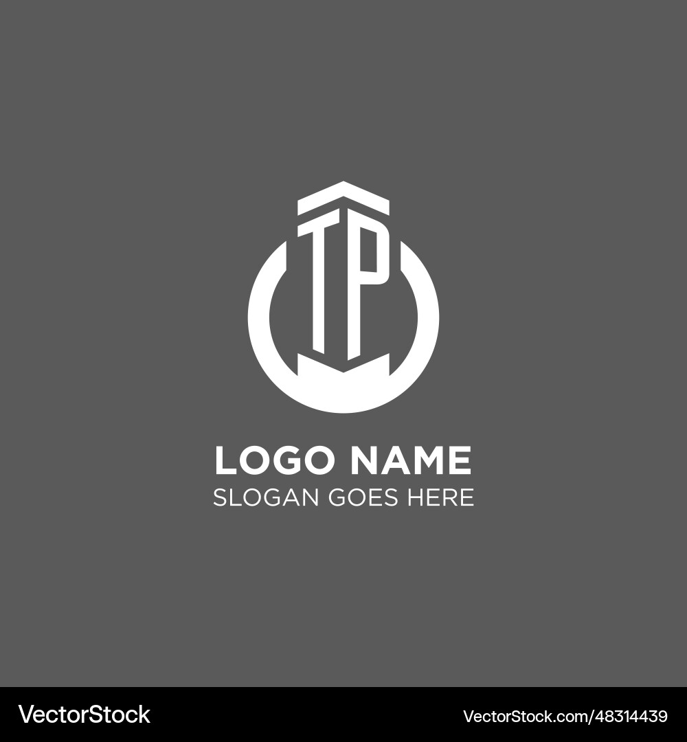 Initial tp circle round line logo abstract Vector Image