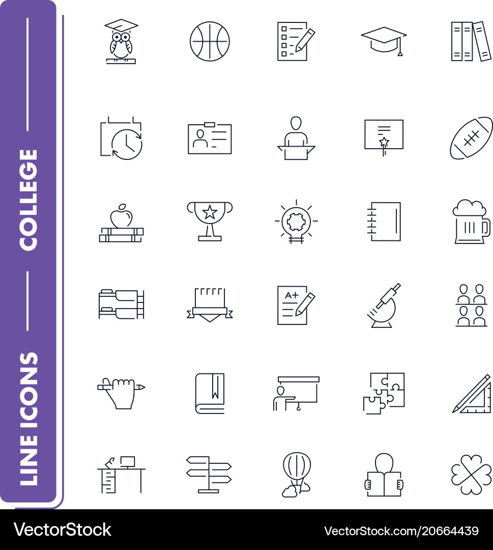 Line icons set college vector image