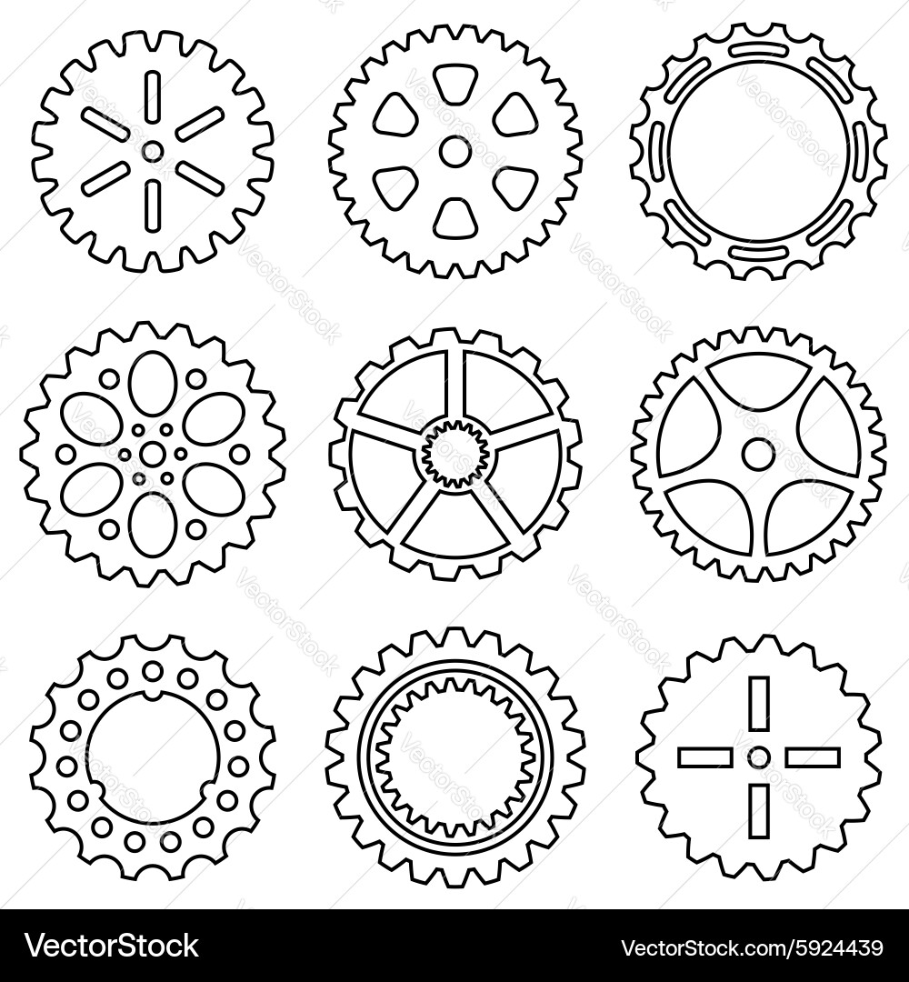 Mechanical Cogs and Gears Set vector image